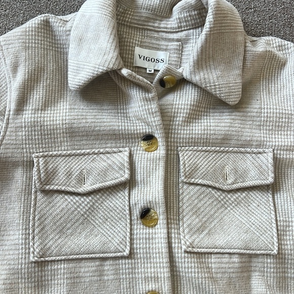 Vigoss Shacket jacket Tan plaid Size medium - Picture 2 of 3
